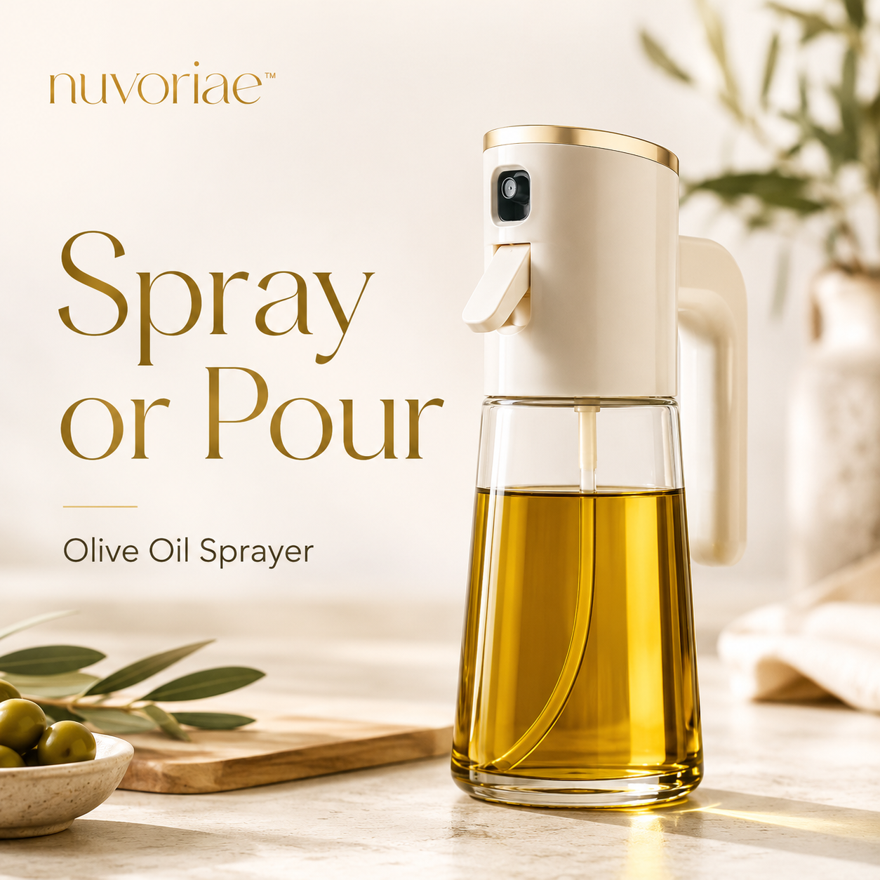 ππππππππβ’ 2-in-1 Glass Olive Oil Sprayer β Refillable Cooking Oil Dispenser