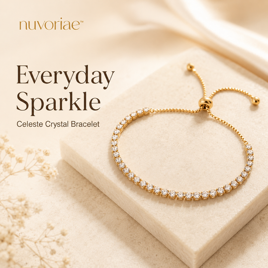 𝒏𝒖𝒗𝒐𝒓𝒊𝒂𝒆™ Celeste Crystal Tennis Bracelet – Adjustable Cubic Zirconia Bracelet