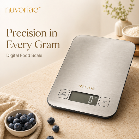 𝒏𝒖𝒗𝒐𝒓𝒊𝒂𝒆™ Precision Digital Food Scale – Stainless Steel Kitchen Scale with Tare Function